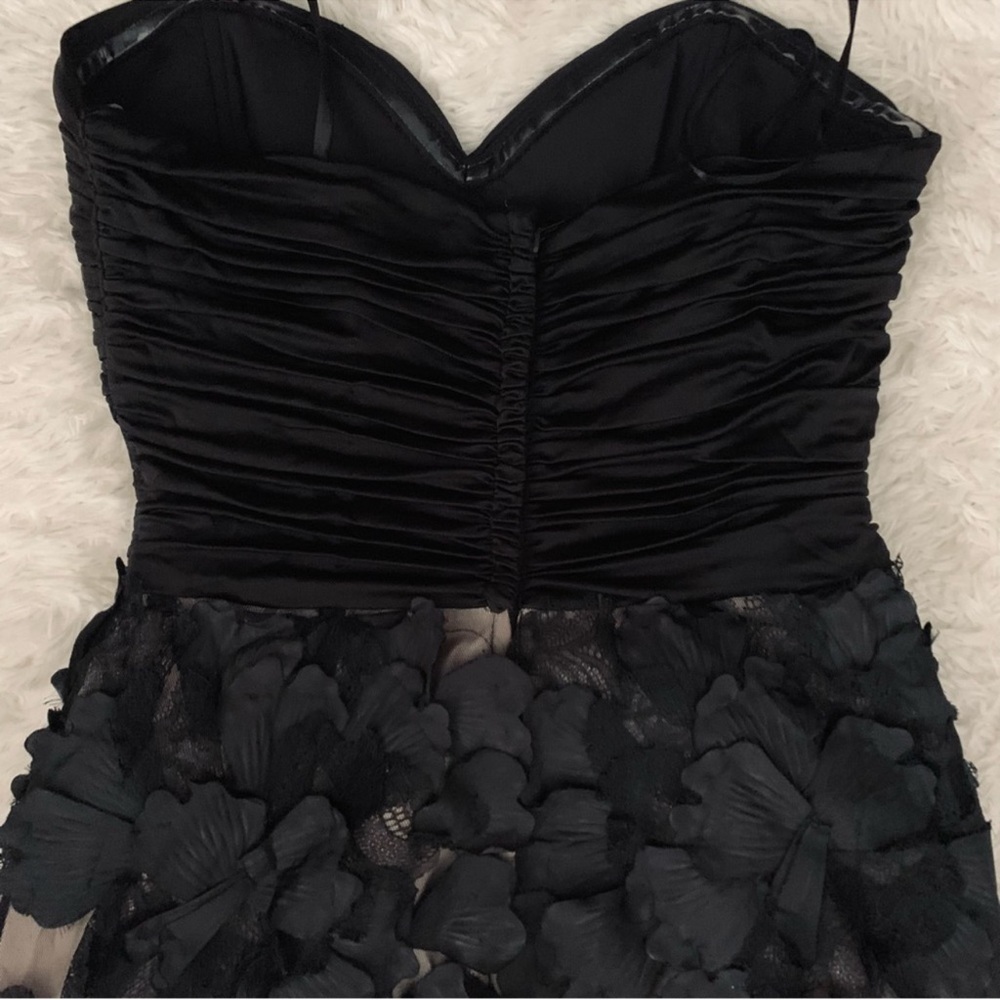 BCBG Max Azria Black Floral Appliqué Strapless Cocktail Dress Size 4 - Picture 6 of 8